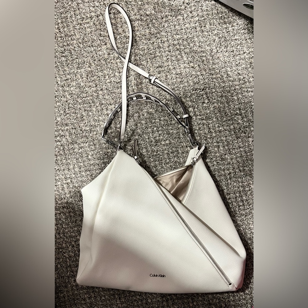 Calvin Klein White large Geo Hobo Purse